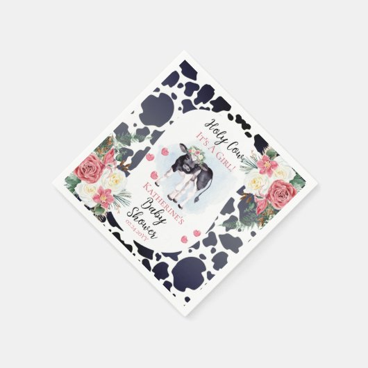 Serviette En Papier Jolie vache, c'est un Baby shower de fille (Coin)