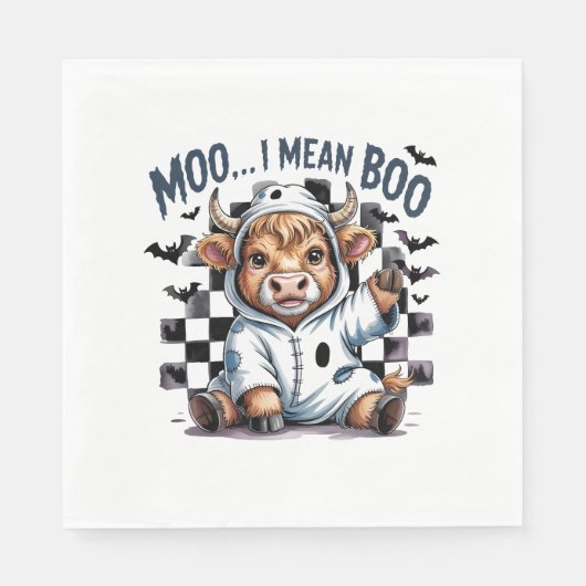 Serviette En Papier Jolie vache Highland À damiers Halloween Te (Devant)