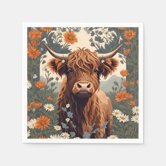 Serviette En Papier Jolie vache Vintage Highland (Devant)