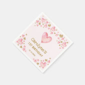 Serviette En Papier Jolie Valentines d'or rose doux Anniversaire (Coin)