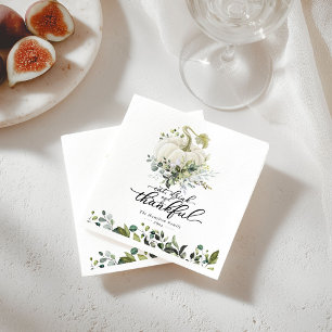 Serviette En Papier Jolie verdure Citrouille blanche Thanksgiving