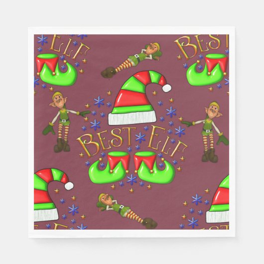 Serviette En Papier Jolies elfes de Noël (Devant)
