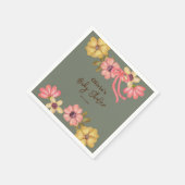 Serviette En Papier Jolies Fleurs Baby shower mignonne Fille Douce Ros (Coin)