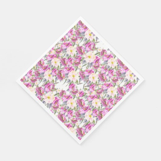 Serviette En Papier Jolies Fleurs Roses (Coin)