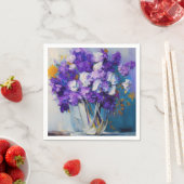 Serviette En Papier Jolies fleurs violettes Vintages (En situation)