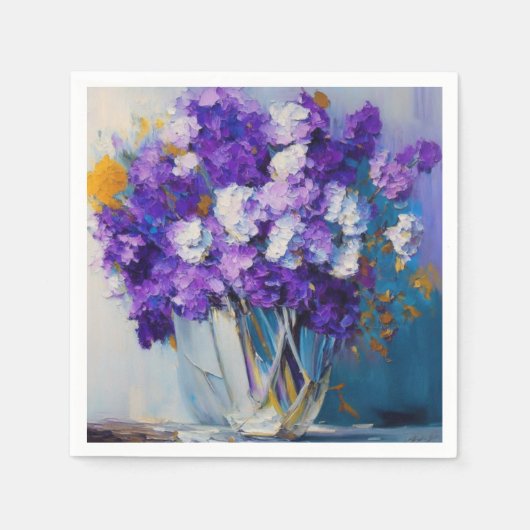Serviette En Papier Jolies fleurs violettes Vintages (Devant)
