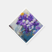 Serviette En Papier Jolies fleurs violettes Vintages (Coin)