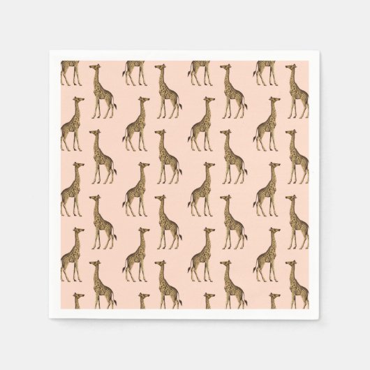 Serviette En Papier Jolies Giraffes rose (Devant)