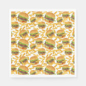 Serviette En Papier jolies hamburgers et frites carrelées (Devant)