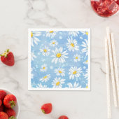 Serviette En Papier Jolies marguerites blanches sur bleu (En situation)
