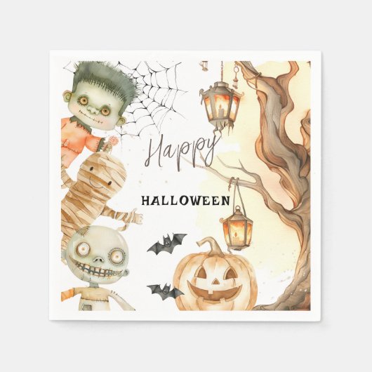 Serviette En Papier Jolies monstres Spotacular Kids Halloween Party (Devant)