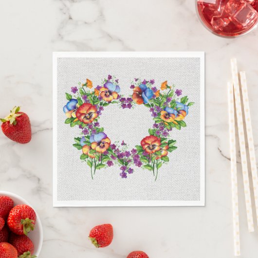 Serviette En Papier Jolies Pansies (En situation)