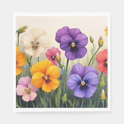 Serviette En Papier Jolies Pansies (Devant)
