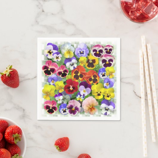 Serviette En Papier Jolies Pansies Napkin (En situation)