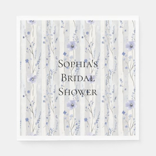 Serviette En Papier Jolies Rayures Florales Lavande Lilas Blanc (Devant)