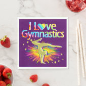 SERVIETTE EN PAPIER JOLIMENT PURPLE J'ADORE GYMNASTICS PAPER NAPKINS (En situation)
