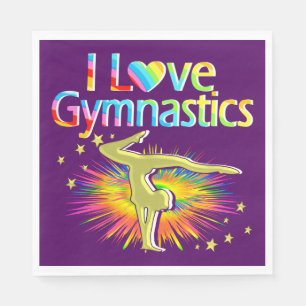 SERVIETTE EN PAPIER JOLIMENT PURPLE J'ADORE GYMNASTICS PAPER NAPKINS