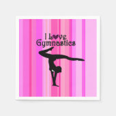 SERVIETTE EN PAPIER JOLIMENT ROSE STRIPÉ J'ADORE GYMNASTICS NAPKINS (Devant)