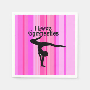 SERVIETTE EN PAPIER JOLIMENT ROSE STRIPÉ J'ADORE GYMNASTICS NAPKINS