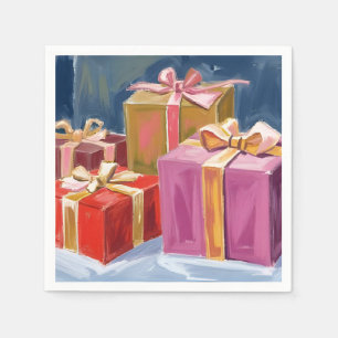 Serviette En Papier Jolis Cadeaux Aquarelle Noël