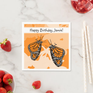 Serviette En Papier Jolis insectes joueurs papillons monarques orange