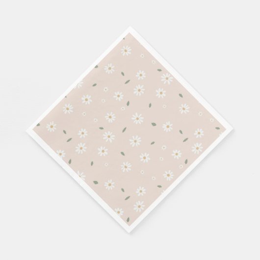 Serviette En Papier Jolis Marguerites Fleurs & Feuillage (Coin)