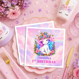 Serviette En Papier Jolis Mouchoirs Licorne Pastel pour Anniversaire F