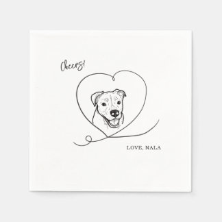 Serviette En Papier Jolis Vœux Tête de Chien Mariage Esquisse