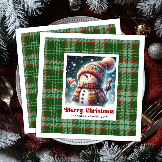 Serviette En Papier Jolly Christmas Snowman Napkins Personalized Kids 