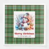 Serviette En Papier Jolly Christmas snowman watercolor kids napkins  (Devant)