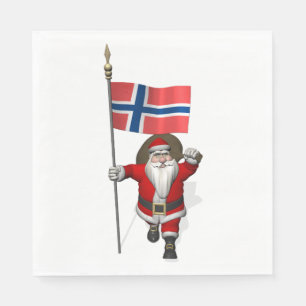 Serviette En Papier Jolly Nisse visite la Norvège