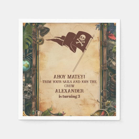 Serviette En Papier Jolly roger Pirate fête d'anniversaire (Devant)