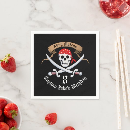 Serviette En Papier Jolly roger Pirate fête d'anniversaire (En situation)