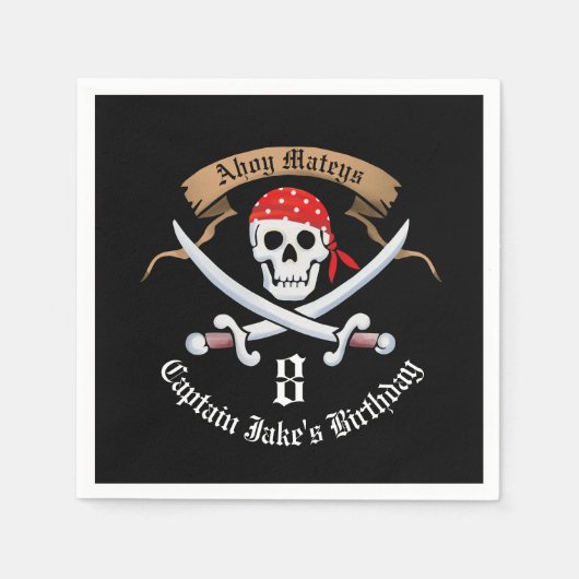 Serviette En Papier Jolly roger Pirate fête d'anniversaire (Devant)