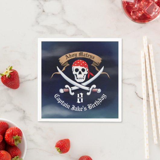Serviette En Papier Jolly roger Pirate fête d'anniversaire (En situation)