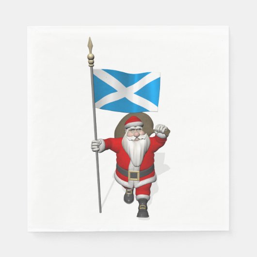 Serviette En Papier Jolly Santa Claus Au Drapeau De L'Ecosse (Devant)