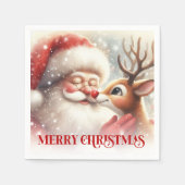 Serviette En Papier Jolly Santa Rudolph Christmas Table Napkins Party (Devant)
