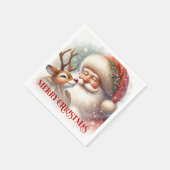 Serviette En Papier Jolly Santa Rudolph Holiday Party Napkins (Coin)