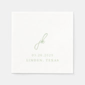Serviette En Papier Jordan Sage Green Mariage élégant (Devant)