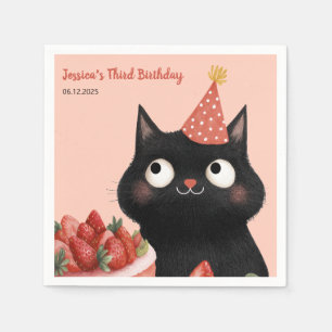 Serviette En Papier Jote Black Kitten Enfants' Purr-fect fête d'annive