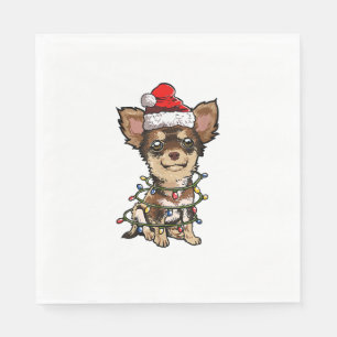 Serviette En Papier Jote Chihuahua Père Noël Feux de Noël Joyeux Noël