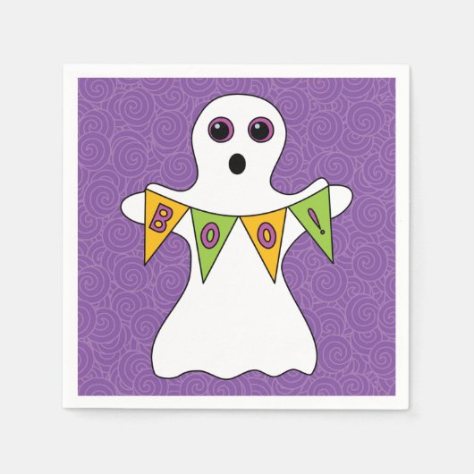 Serviette En Papier Jote Halloween Ghost Boo Purple Party (Devant)