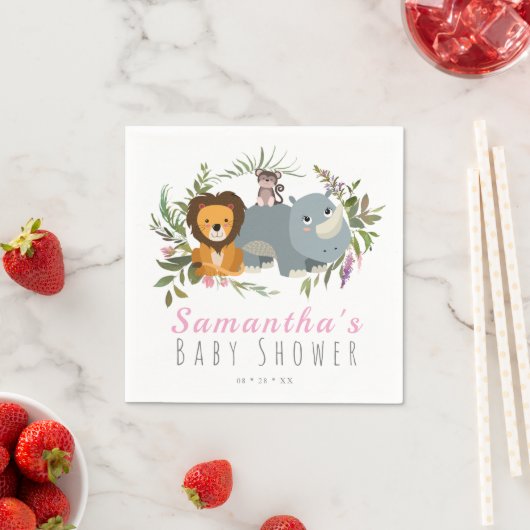 Serviette En Papier Jote Jungle Safari Baby shower fille (En situation)