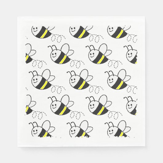 Serviette En Papier Jote Little Bee Motif Baby shower blanc (Devant)