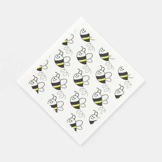 Serviette En Papier Jote Little Bee Motif Baby shower blanc (Coin)