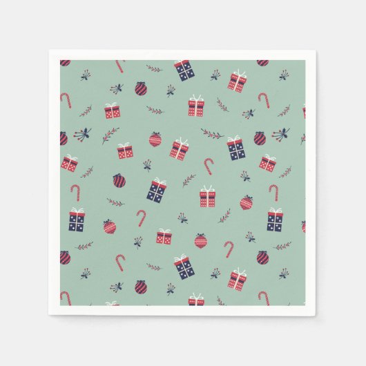 Serviette En Papier Jote Noël présente des ornements Motif (Devant)