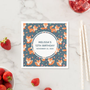 Serviette En Papier Jote Orange Fox Motif Anniversaire
