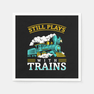 Serviette En Papier Joue Toujours Avec Trains Modèle Chemin De Fer