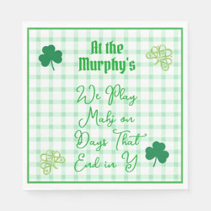 Serviette En Papier Jouer aux jours de Mahjong fin y trèfles aquarelle