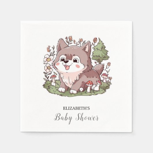 Serviette En Papier Jouer Baby shower de loup de charme (Devant)